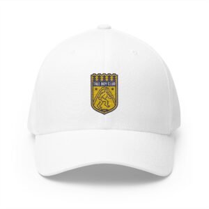 Tall Boy Club Embroidered Shield Crest Cap — Vintage Gold Patch Hat